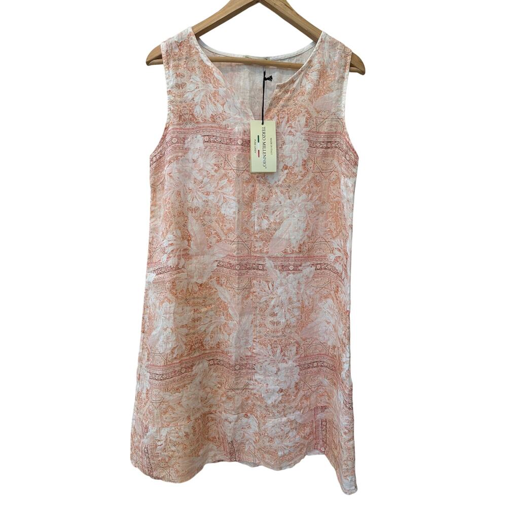 NEW Terzo Millenio Linen Shift Dress Women's Size Large Cottagecore Italy Chic